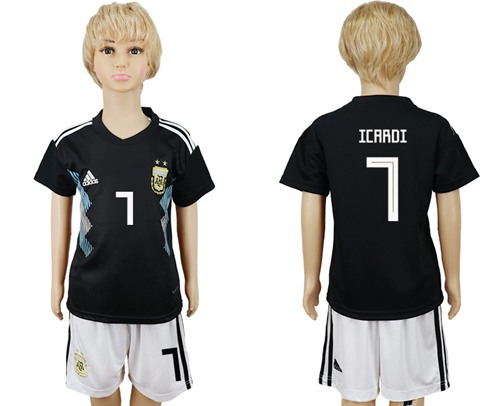 Argentina #7 Icardi Away Kid Soccer Country Jersey - Click Image to Close